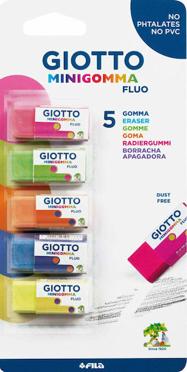 Giotto Eraser Set for Pencil and Pen Minigomma Fluo 5pcs
