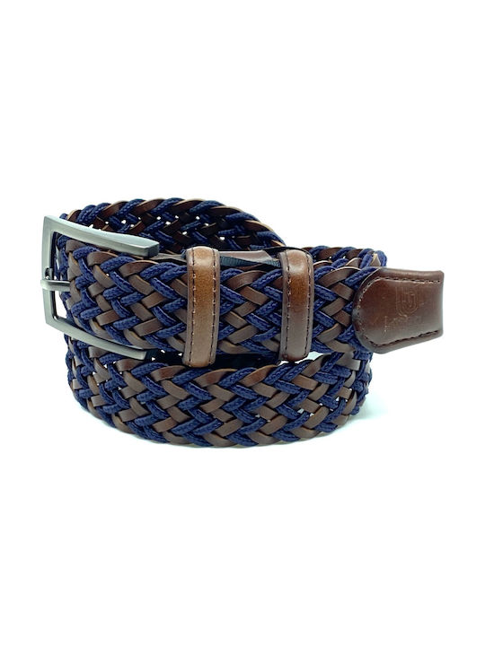 BRAIDED LEATHER BELT BROWN BLUE LGD-27-A