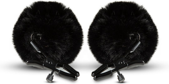 Blush Noir Pom Adjustable Nipple Clamps Nipple Clamps in Black Color