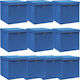 vidaXL Fabric Storage box with Cap Blue 32x32x32cm 10pcs