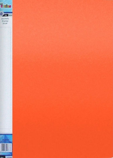 Diakakis Clipboard Flexible with 20 plastic sleeves Slides for Paper A4 Orange Littlies 1pcs