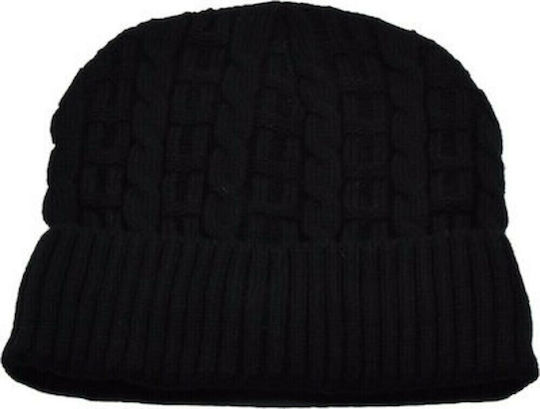 Beanie Ανδρικός Σκούφος με Πλεξούδες σε Μαύρο χρώμα