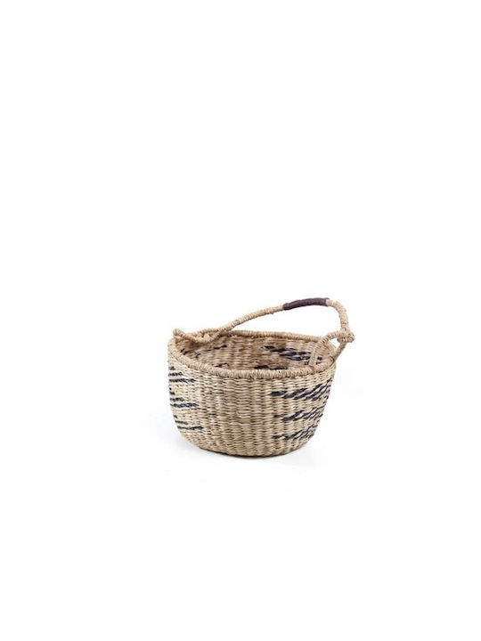 Wicker Decorative Basket Sandal Μαύρο-Φυσικό 30x30x18εκ. Soulworks