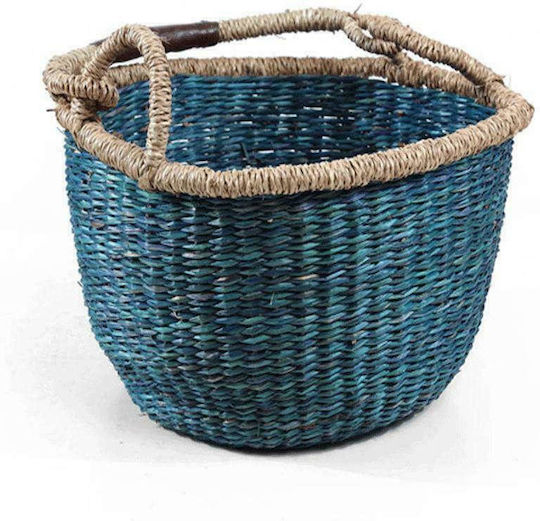 Soulworks Dekorativer Korb Korbweide mit Griffen Blue 30x30x18cm