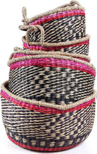 Soulworks Set dekorative Körbe mit Griffen Black-Natural-Pink 5Stück