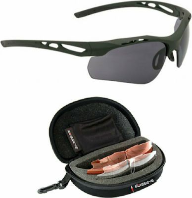 Swiss Eye Shooting Glasses Attac Set of 3 Lenses with Anti-Scratch Coating, Anti-Glare & UV Protection Green