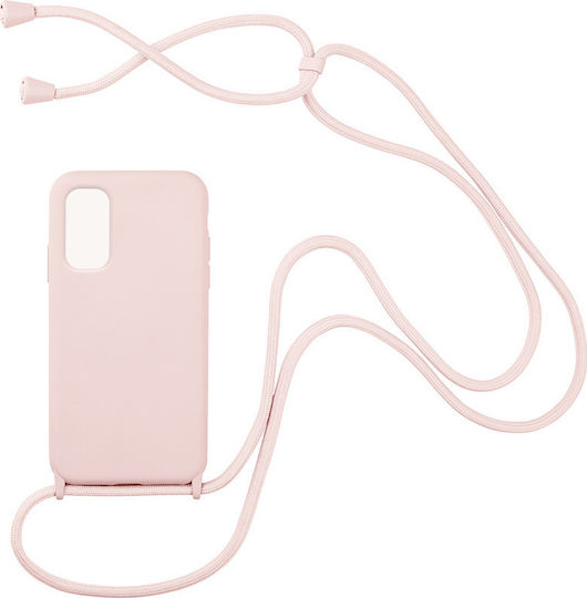 Sonique Carryhang Back Cover Σιλικόνης 0.5mm με Λουράκι Ροζ (Redmi Note 10 5G / Poco M3 Pro)