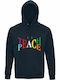 Unisex Hoodie, Organic "Teach Peace", French Navy