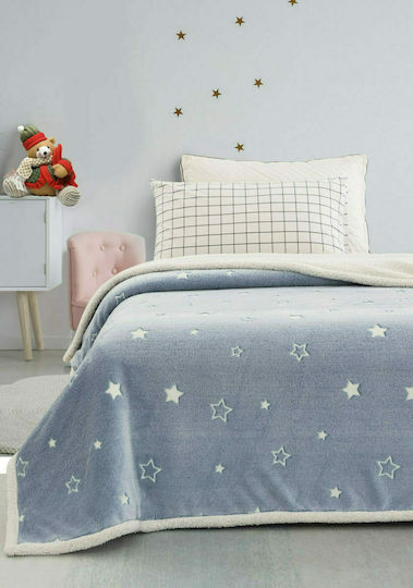 Blanket Velvet Stars Glowing Blue 160x220cm