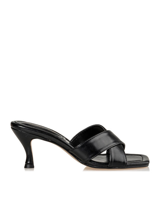 Envie Shoes Mules με Λεπτό Χαμηλό Τακούνι σε Μαύρο Χρώμα