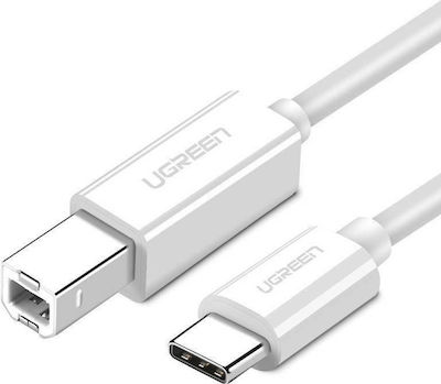Ugreen USB 2.0 Cable USB-C male - USB-B male White 1.5m (40417)