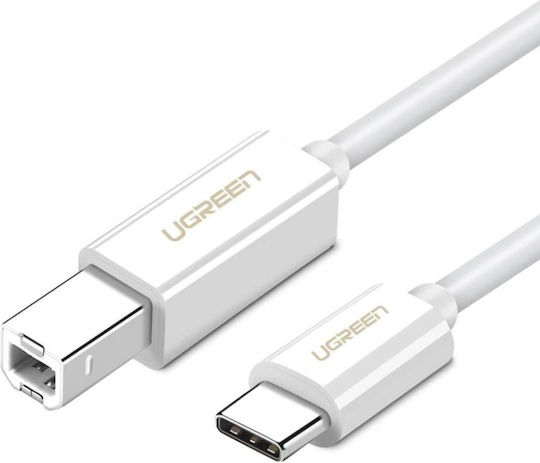 Ugreen US241 USB 2.0 Cable USB-C male - USB-B Λευκό 1.5m 40417