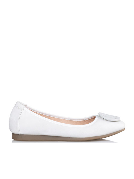 Envie Shoes Δερμάτινες Γυναικείες Μπαλαρίνες σε Λευκό Χρώμα
