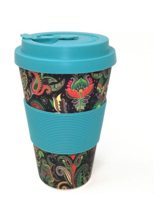 Bamboo Cup with Lid Multicolour 400ml