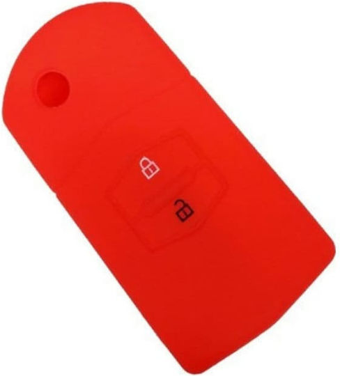 Silicone Car Key Cover Case with 2 Buttons for Mazda Orange