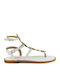 Sofia Manta Leather Women's Flat Sandals in White Color