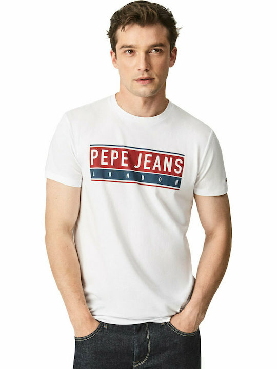 Pepe Jeans Jayo Ανδρικό T-shirt Λευκό με Στάμπα