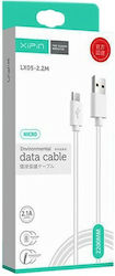 Xipin XIPIN LX05 DRI0200LX05-2.2M Regular USB 2.0 σε micro USB 2.2m Λευκό