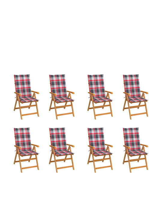 Outdoor-Stuhl Hölzernes Teak mit Kissen 8Stück ...