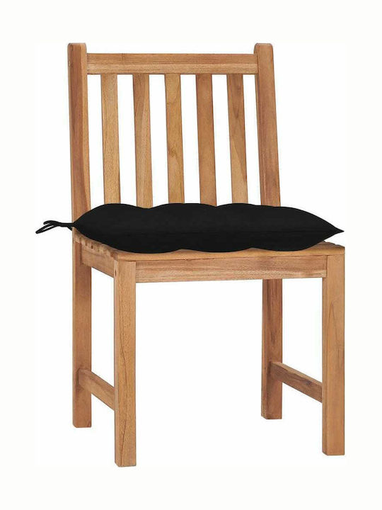 Outdoor Chair Wooden Teak / Black with Cushion 2pcs 50x53x90cm.