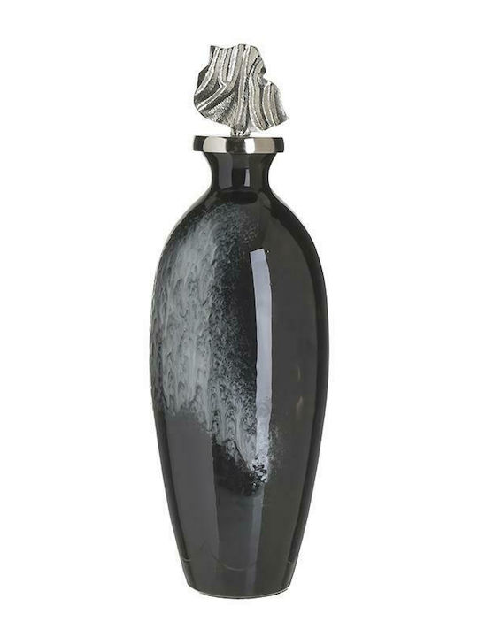 Inart Glass Liqueur Decanter 48cm with Stopper Black