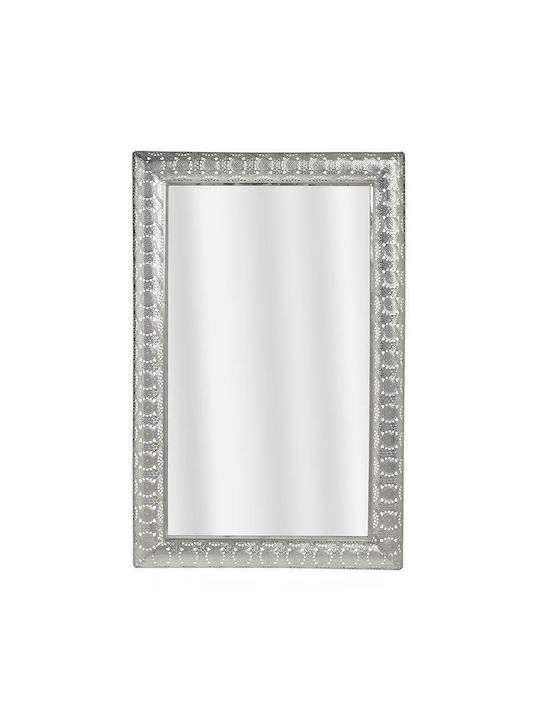 Inart Καθρέπτης Τοίχου με Ασημί Μεταλλικό Πλαίσιο 56x36cm
