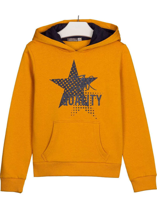 Kids Sweatshirt with Hood and Pockets Yellow