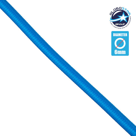 GloboStar Υφασμάτινο Καλώδιο 2x0.75mm² σε Γαλάζιο Χρώμα 1m Διαμέτρου 6mm 77610