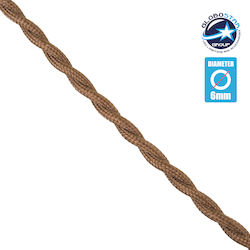 GloboStar Υφασμάτινο Καλώδιο 2x0.75mm² σε Καφέ Χρώμα 1m Διαμέτρου 6mm 77625