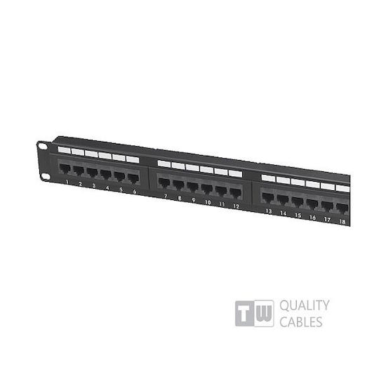 Patch Panel für Rack 2U 19" 48 Ports cat6 Schwarz