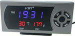 Ψηφιακό Βολτόμετρο / Θερμόμετρο / Ρολόι Αυτοκινήτου με 2 Θύρες Φόρτισης USB 2.1A 12-24V