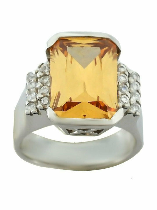 Mertzios.gr Дамски Пръстен с Циркони от Бяло злато 14K