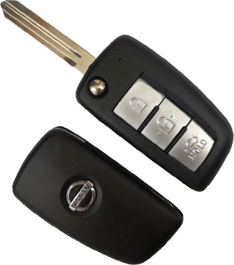 Nissan Ключодържател за автомобил с острие Сгъваемо с 3 бутона за Нисан Сгънат и острие NSN14