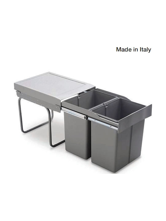 Coș de Reciclare Plastic pentru Dulap Gri 42lt 1buc