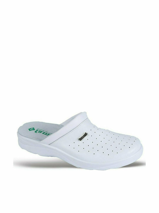 FAME Leather Clogs White