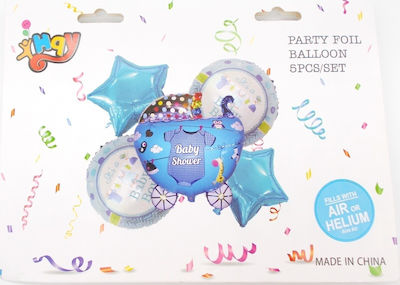 Μπαλόνια Μεταλλιζέ Baby Shower - Boy Μπλε 5τμχ