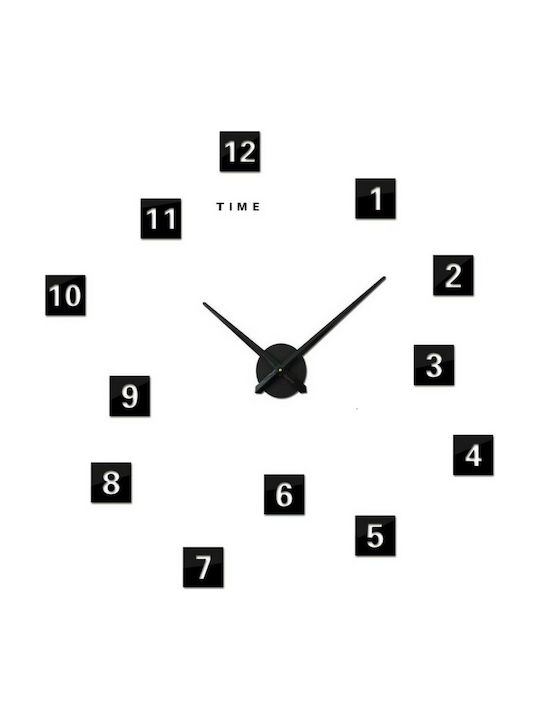 3D Wall Clock Sticker Plastic Black