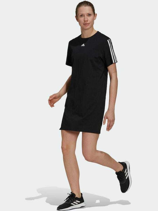 Adidas 3-Stripes Καλοκαιρινό Mini T-shirt Φόρεμα Μαύρο