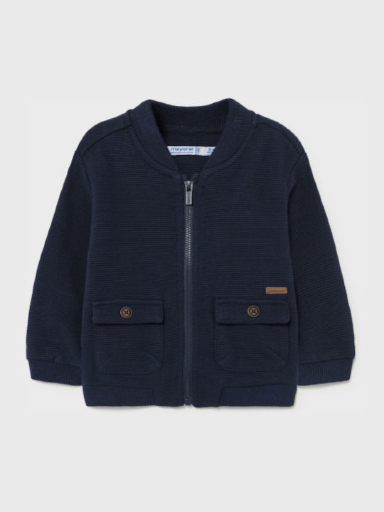 Mayoral Boys Hooded Cardigan with Zipper Blue