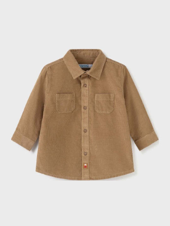Kids One Color Shirt Long Sleeve Brown