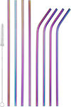 Straw Metallic Colorful with Brush 8pcs