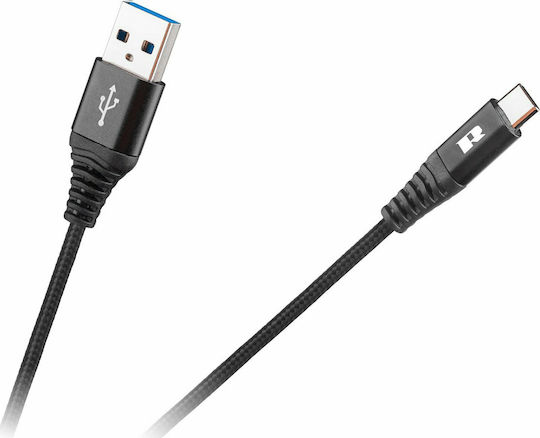 Rebel Rebel Cablu USB 2.0 Braided USB-C Masculin - USB-A Negru 2m RB-6001-200-B