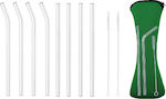 Straws Glass In Green Carrying Case with Brush 8pcs