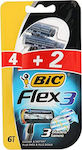 Bic Flex3 Disposable Razors with 3 Blades & Lubricating Tape 6pcs