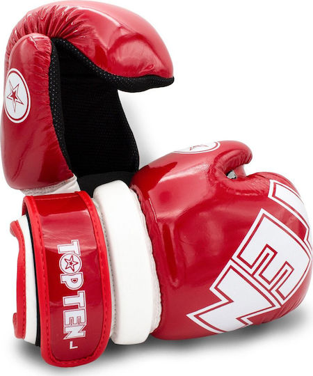 Top Ten Wako Glossy Pointfighter Boxing Gloves made of Synthetic Leather for Match Red