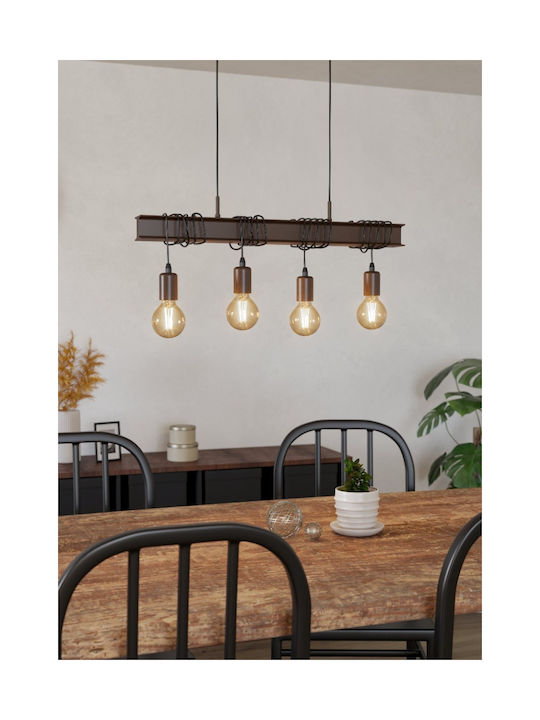 Eglo Townshend Pendant Light Brown Rail for 4 Bulbs E27 70x110cm