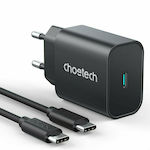 Choetech Încărcător cu Port USB-C și Cablu USB-C 25W Livrarea energiei Negruς (PD6003)