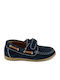 Boys Suede Moccasins with Velcro Navy Blue