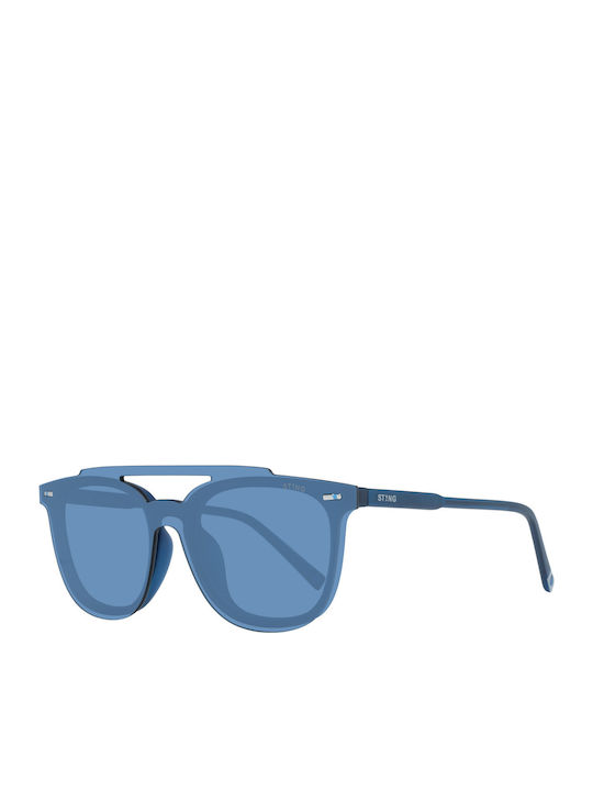 Sting Herren Sonnenbrille mit Schwarz Kunststoff Gestell und Blau Linse