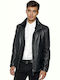 Lapel Bruno Men's Winter Leather Jacket Black